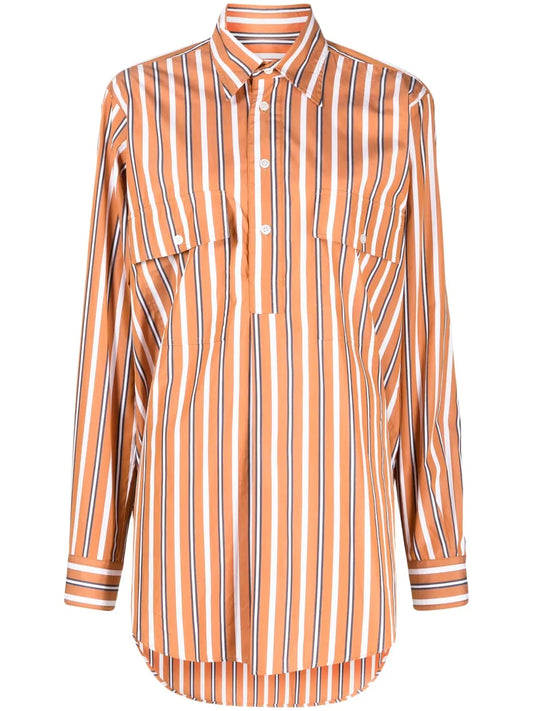 Stripe-Pattern Cotton Shirt