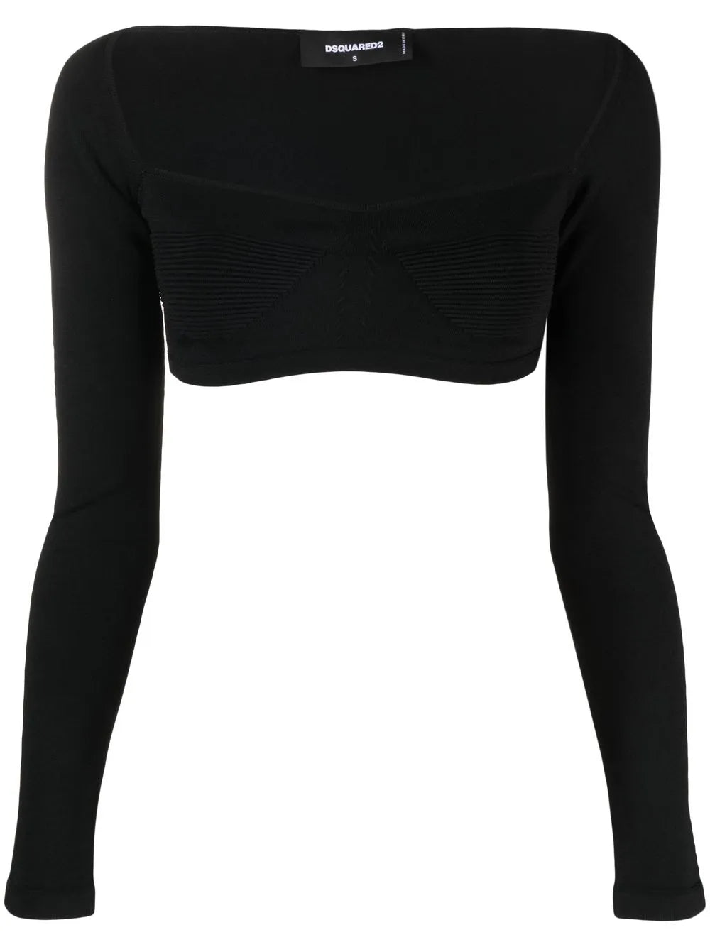 Long-Sleeve Knitted Crop Top