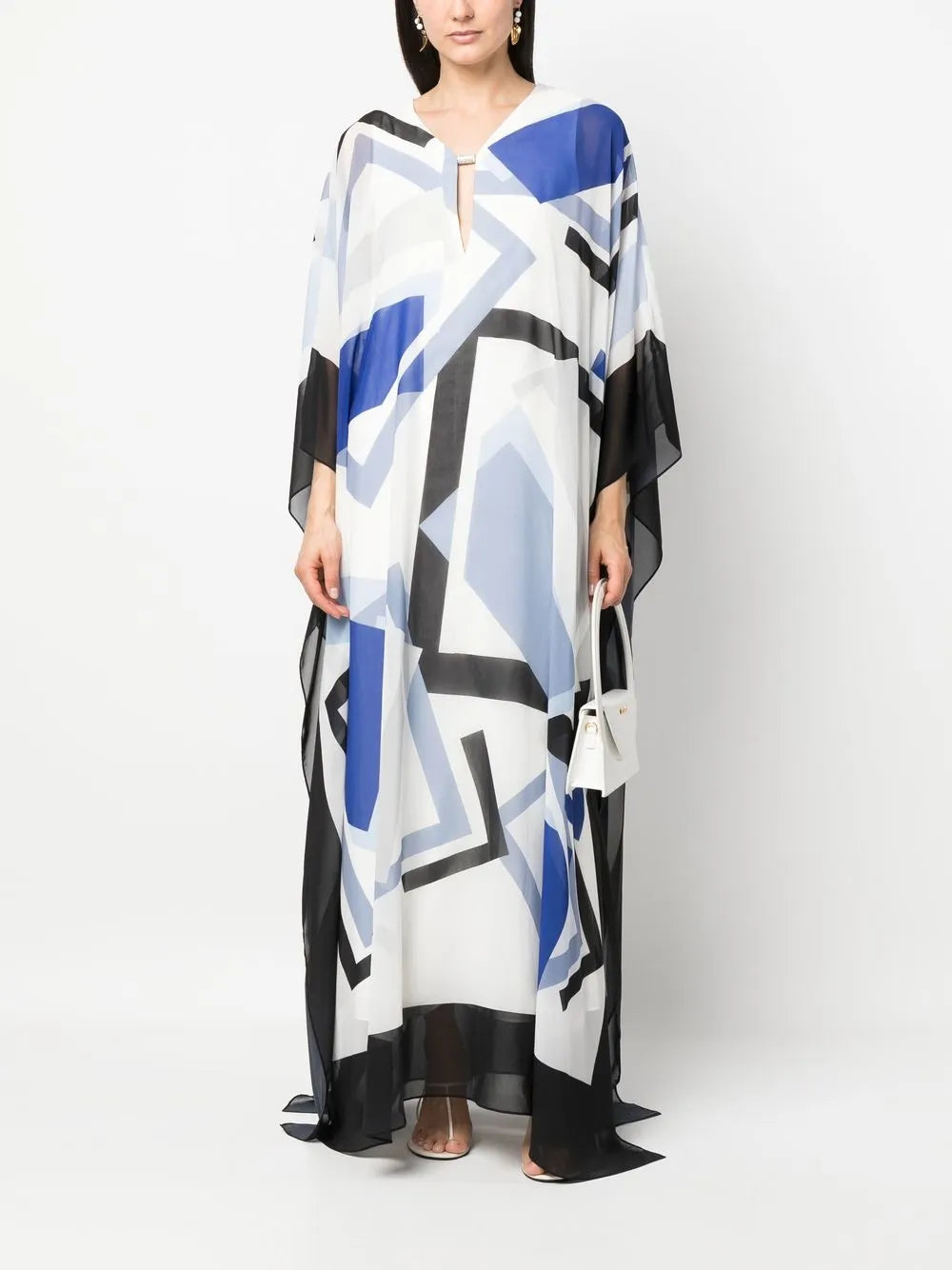 Patterned Draped Maxi Dress