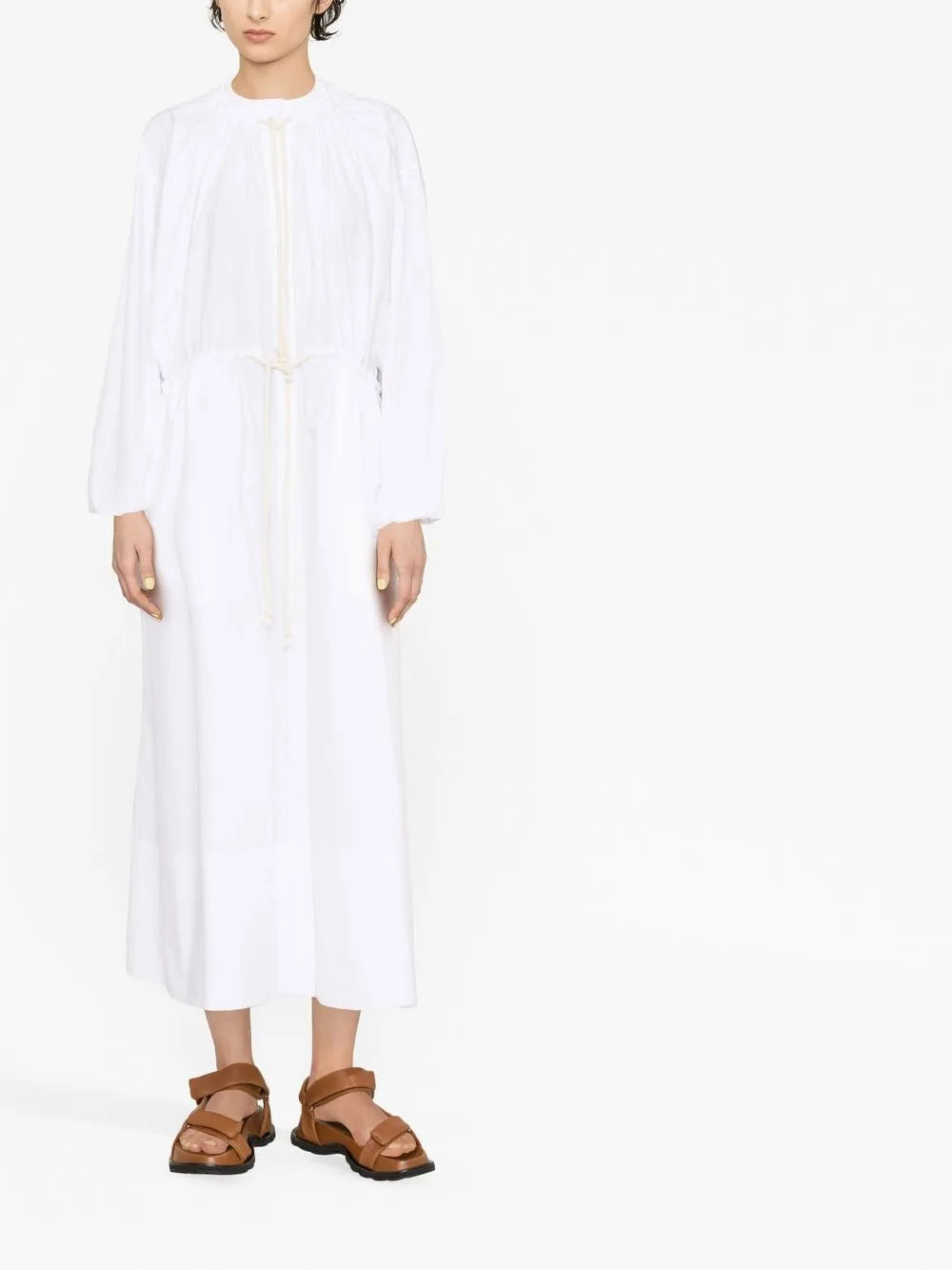 Drawstring Cotton Shirtdress