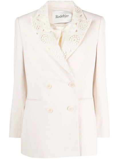 Double-Breasted Crochet Blazer