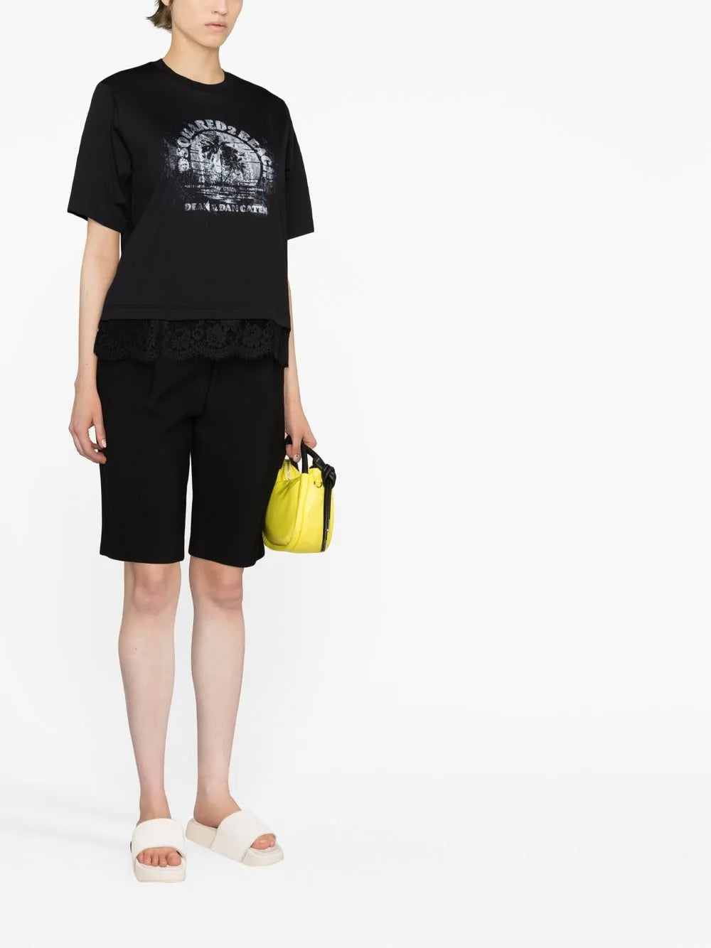 Lace-Trim Logo-Print T-Shirt
