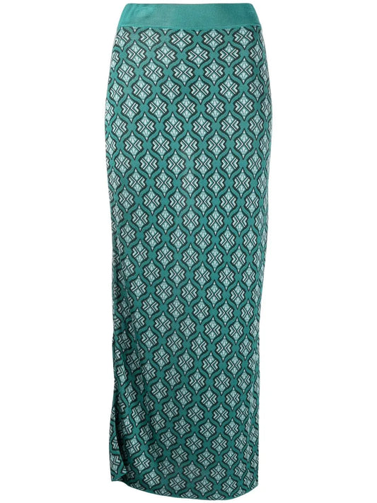 Long Jacquard Pencil Skirt