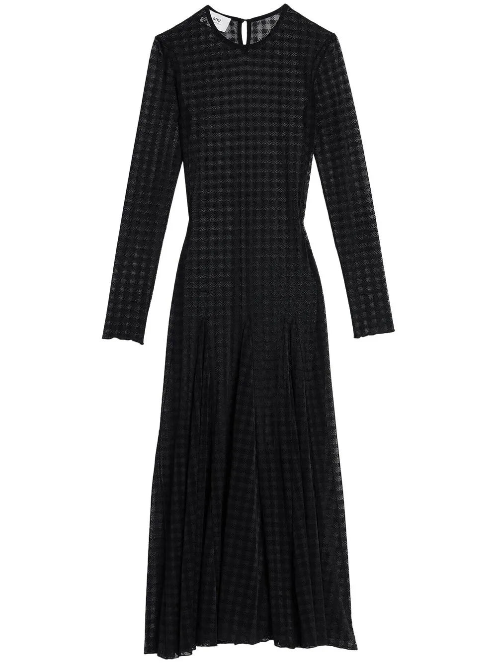 Checked Semi-Sheer Midi Dress