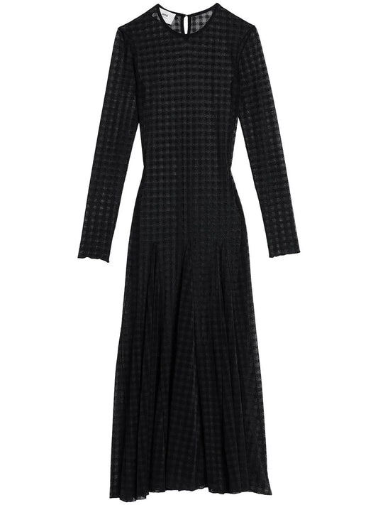 Checked Semi-Sheer Midi Dress