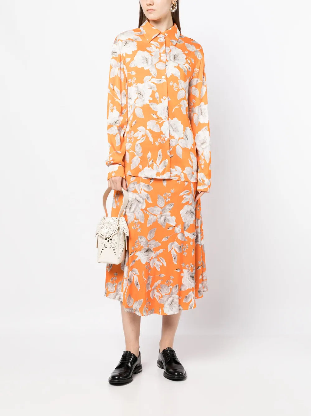 Floral-Print Satin Shirt