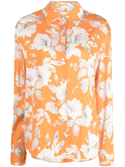 Floral-Print Satin Shirt