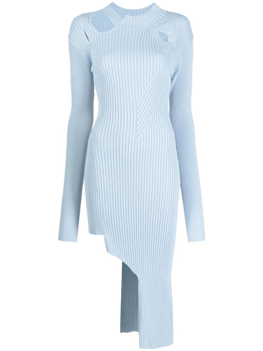Ribbed-Knit Cut-Out Dress