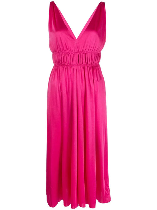 V-Neck Pleated Dress