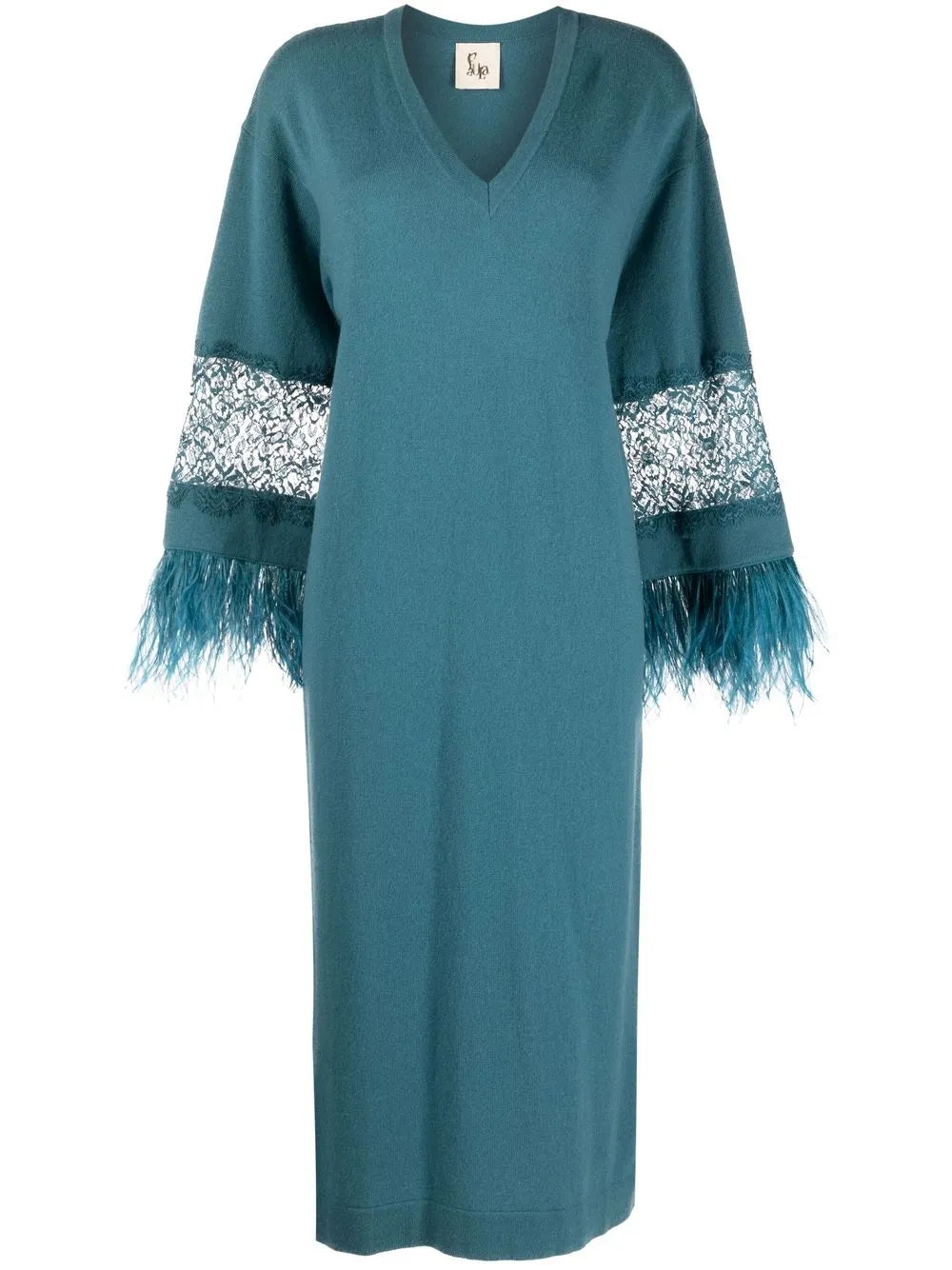 Floral-Lace Detail Knitted Dress