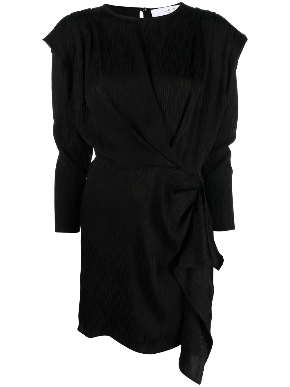 Long-Sleeved Draped Jacquard Dress
