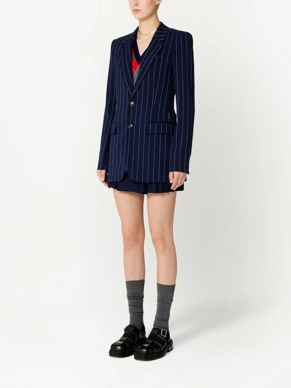 Striped Single-Breasted Blazer