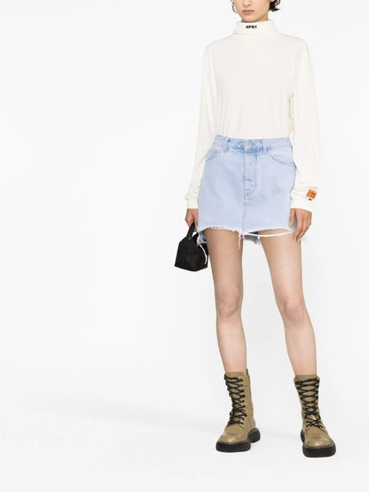 Distressed Denim Miniskirt