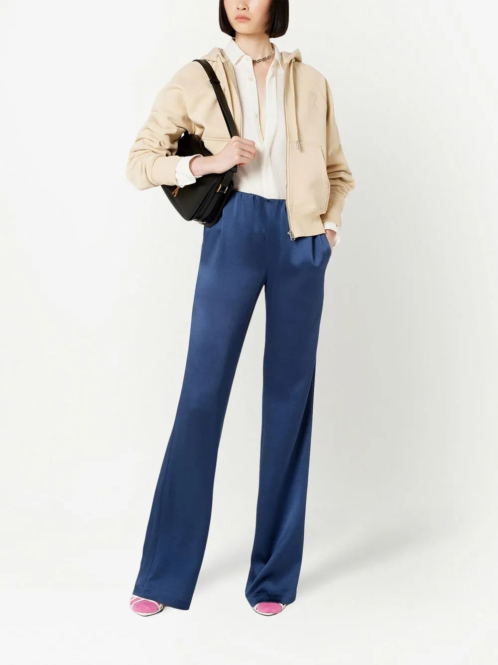 High-Waisted Satin Trousers