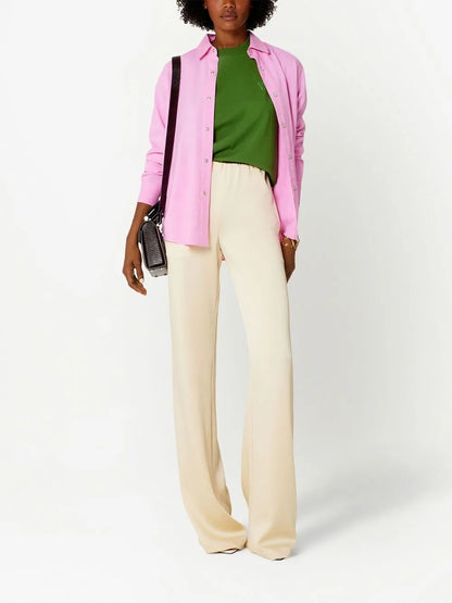 High-Waisted Satin Trousers