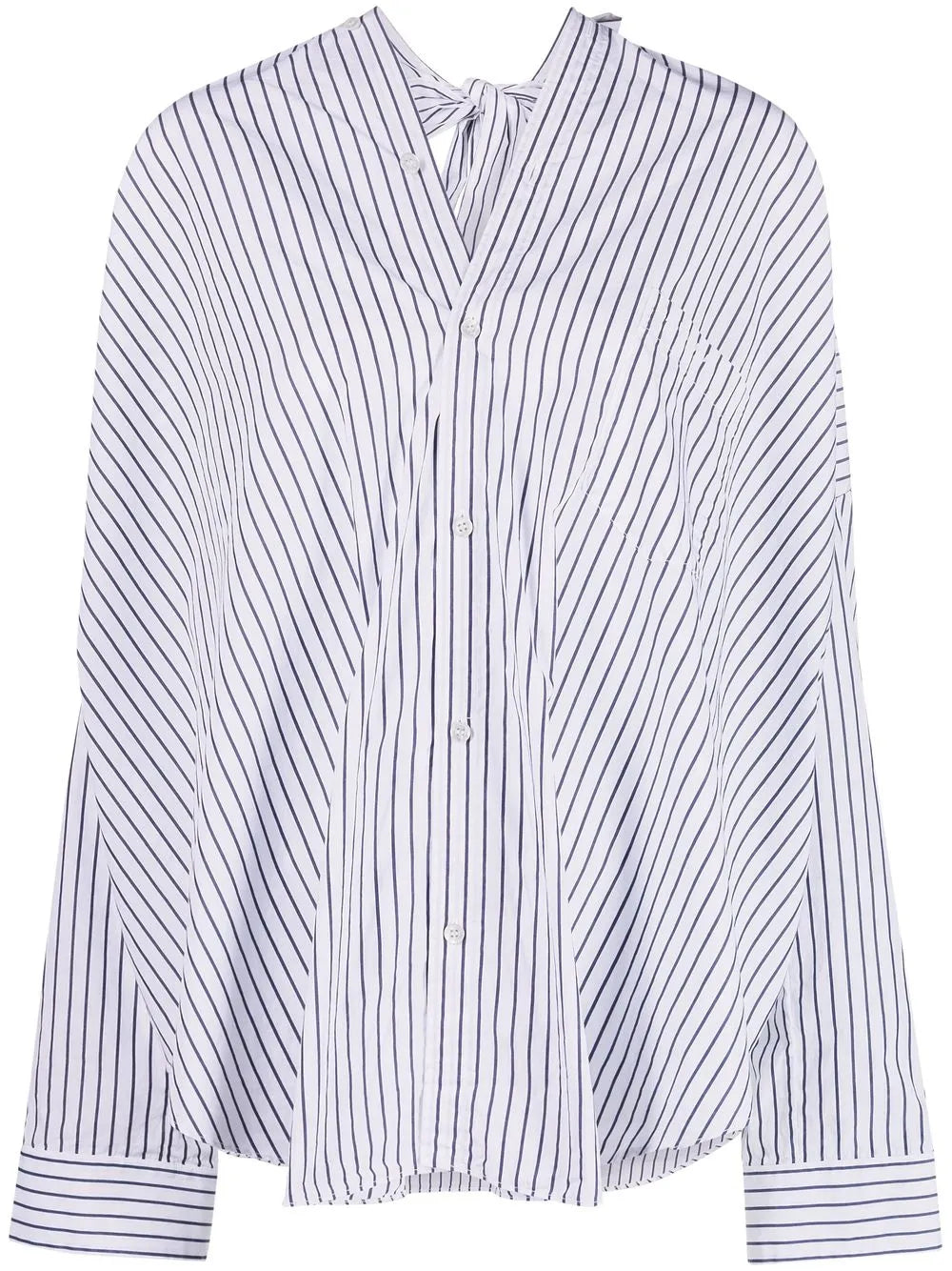 Bow-Detail Striped Shirt