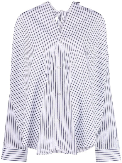 Bow-Detail Striped Shirt