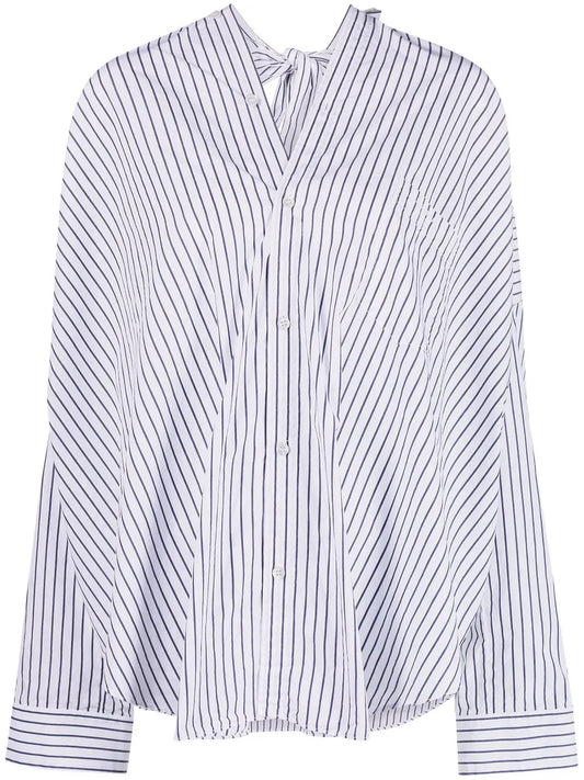 Bow-Detail Striped Shirt