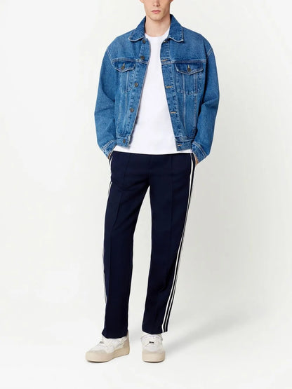 Stripe-Detail Straight-Leg Trousers