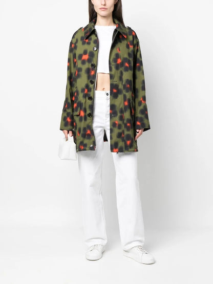 Floral-Print Short Raincoat