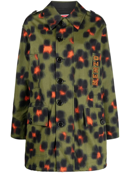 Floral-Print Short Raincoat