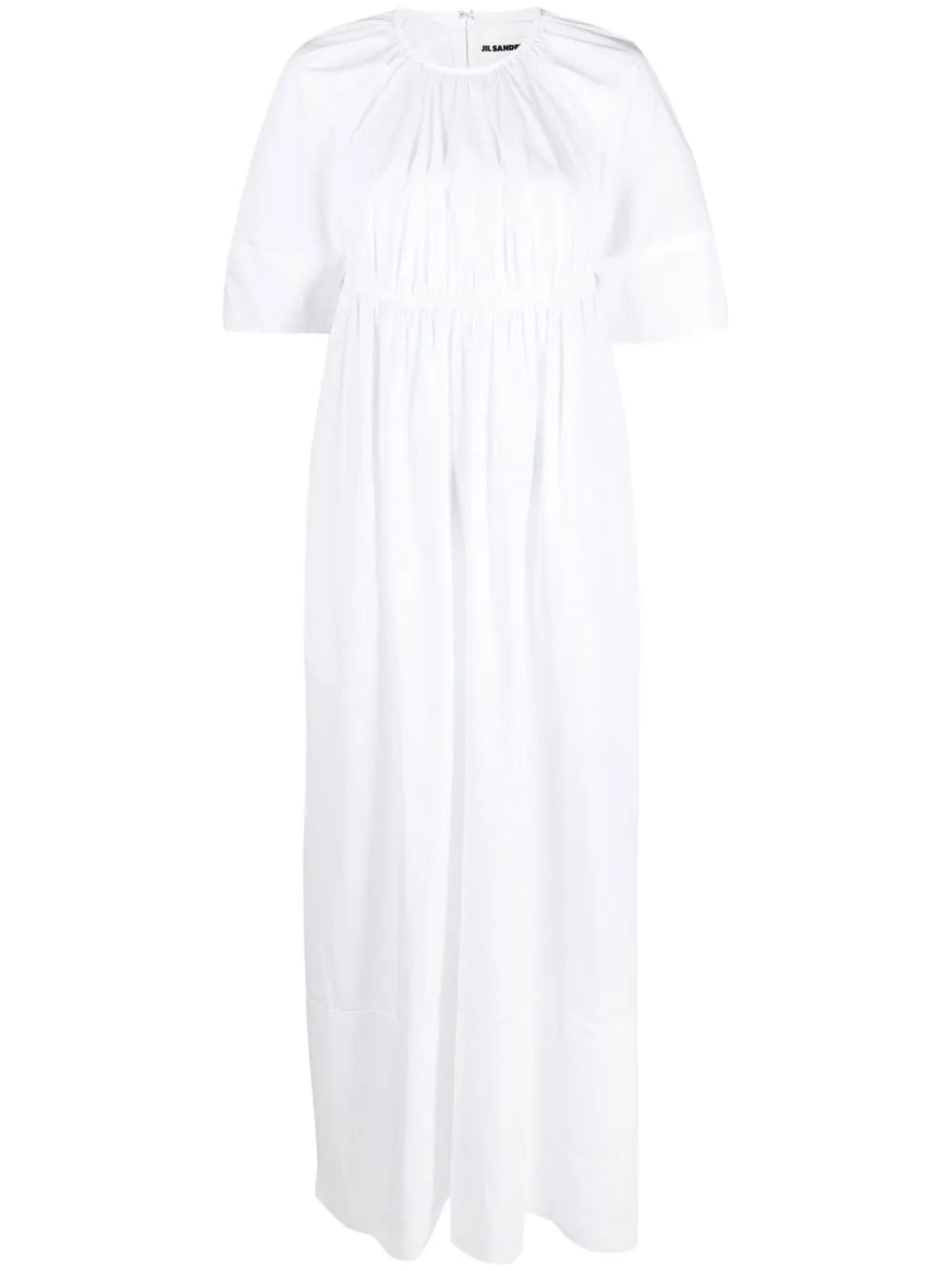 Gathered Short-Sleeve Maxi Dress