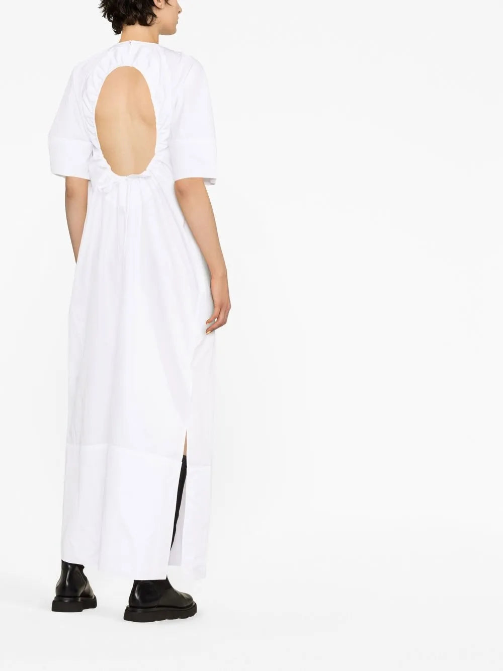 Gathered Short-Sleeve Maxi Dress