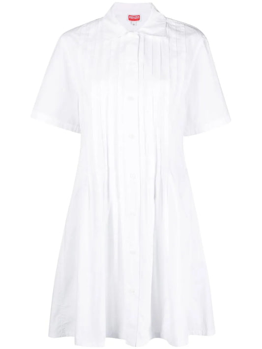 Pintuck Short-Sleeve Dress
