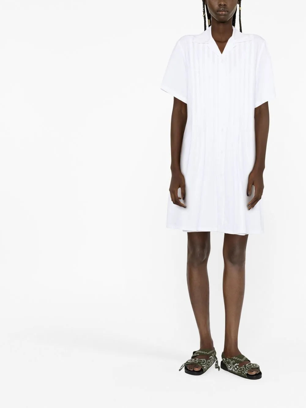 Pintuck Short-Sleeve Dress