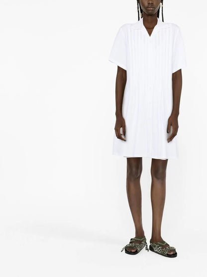 Pintuck Short-Sleeve Dress