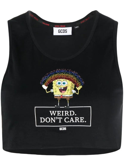 Graphic-Print Cropped Vest