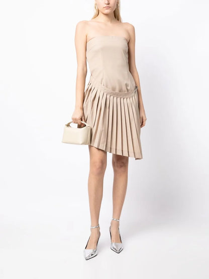 Mini Strapless Pleated Dress