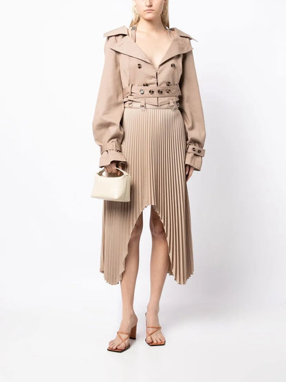 Arch Pleated Midi Skirt