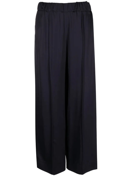 Wide-Leg Elasticated-Waistband Trousers
