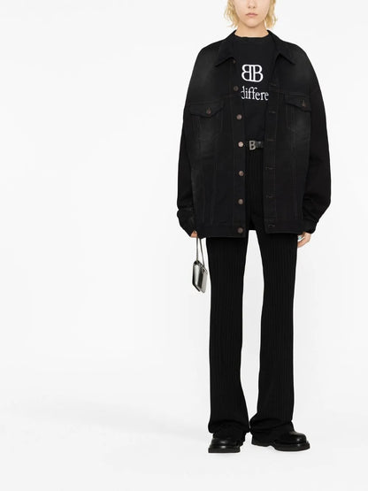 Pinstripe Straight-Leg Trousers