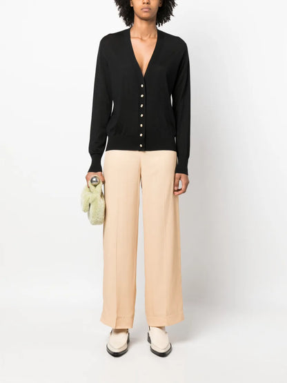 Fine-Knit V-Neck Cardigan