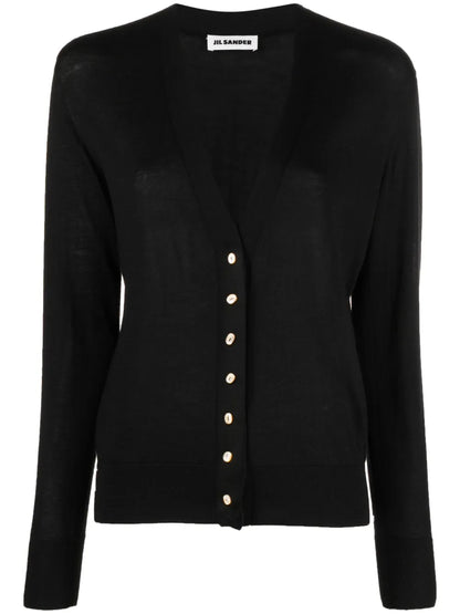 Fine-Knit V-Neck Cardigan