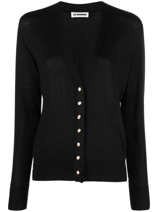 Fine-Knit V-Neck Cardigan