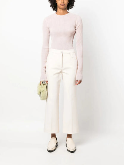 Pressed-Crease Flared Trousers