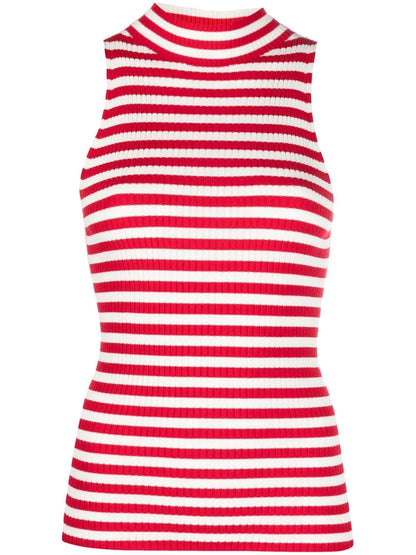 Stripe-Print Halterneck Top