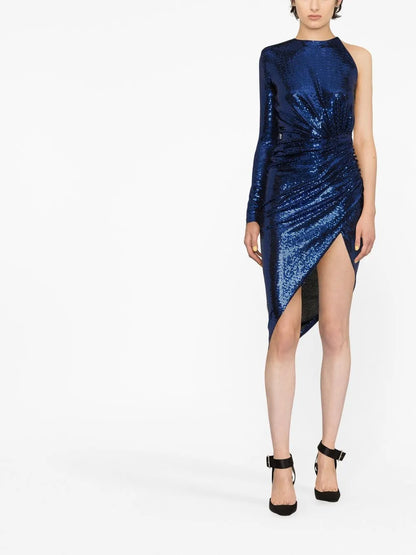 Sequin-Embellished Asymmetric Dress