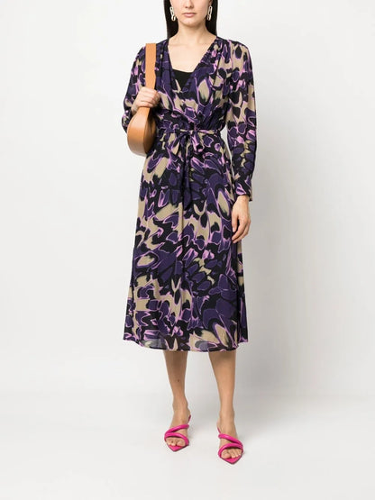 Tied-Waist Floral-Print Dress