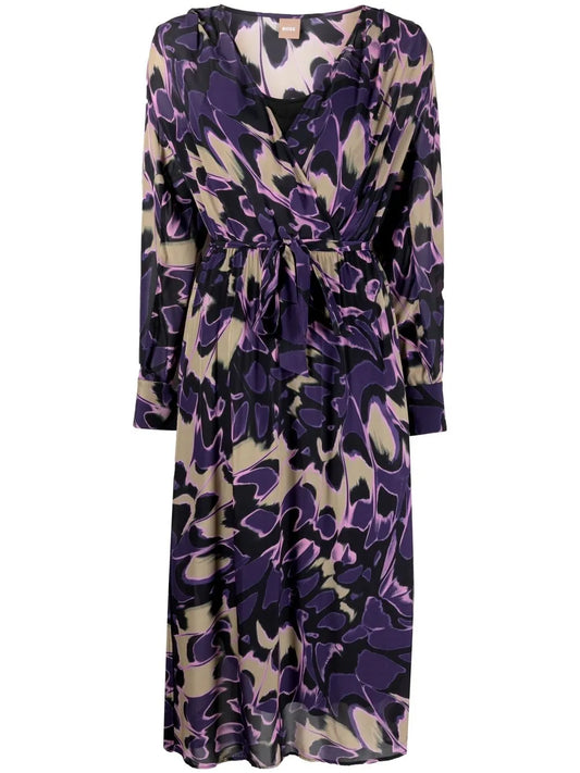 Tied-Waist Floral-Print Dress