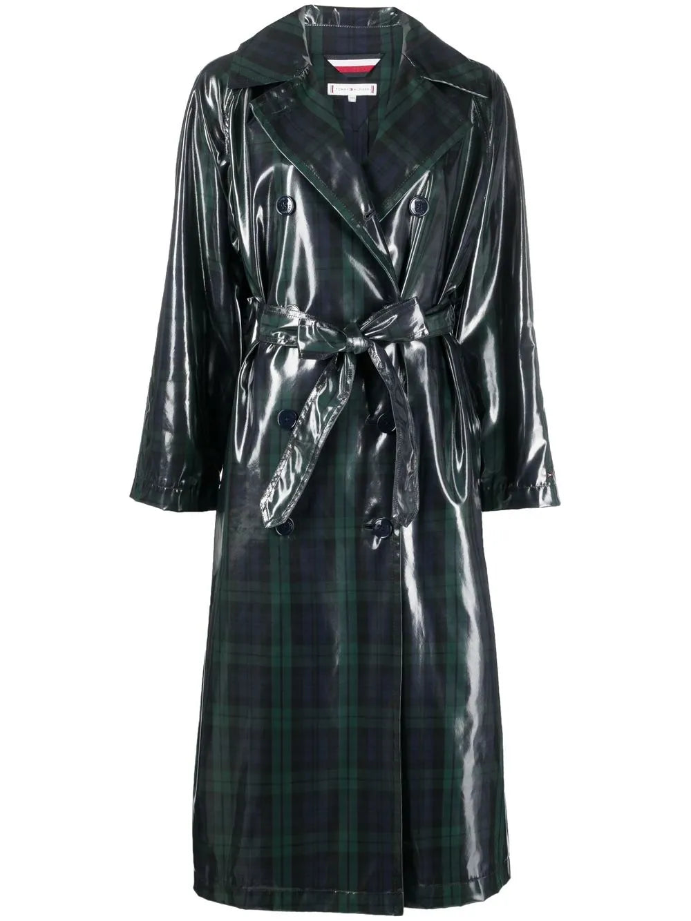 Tartan-Print Trench Coat