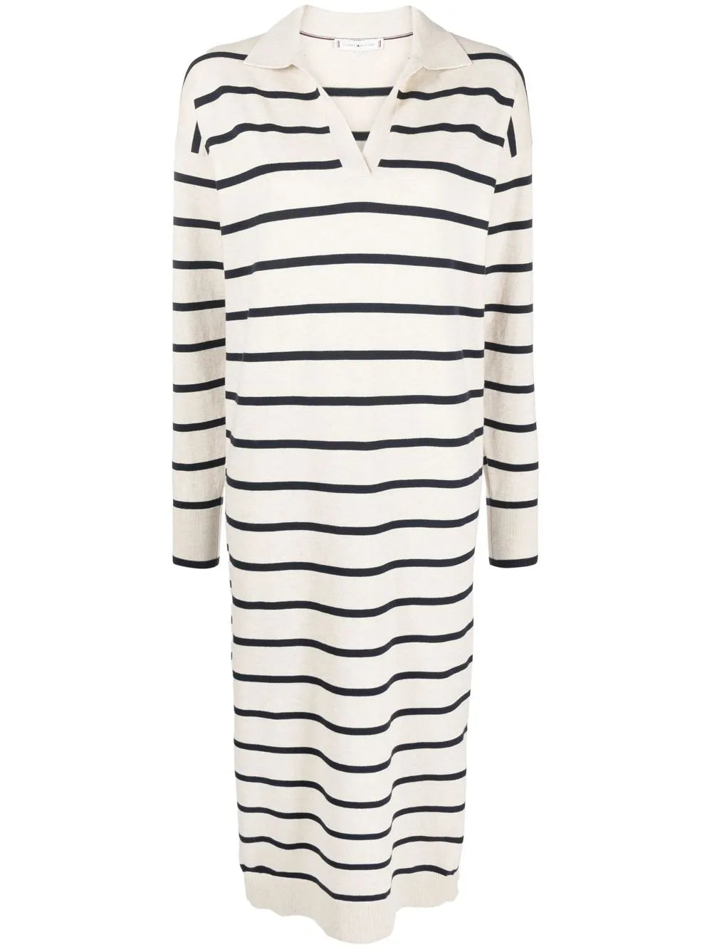 Striped Long-Sleeved Midi Dress