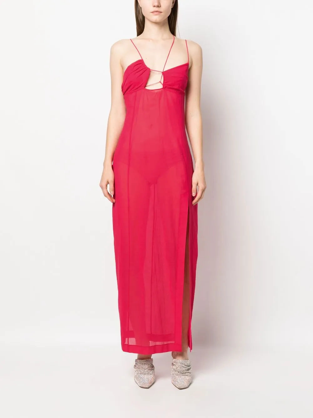 Long Asymmetric-Neck Dress