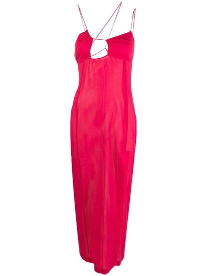 Long Asymmetric-Neck Dress