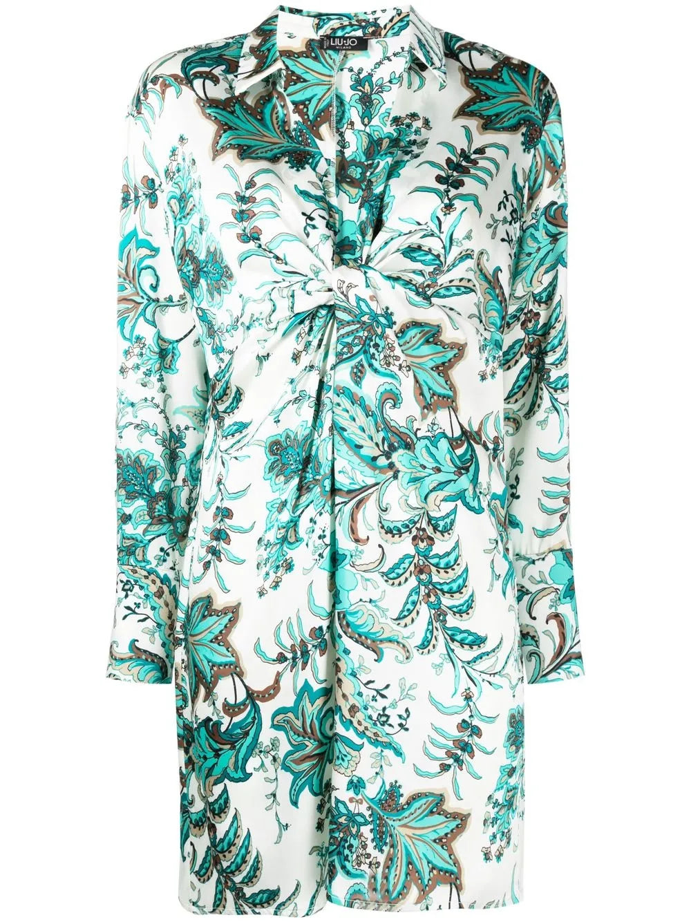 Paisley-Print Long-Sleeve Shirtdress