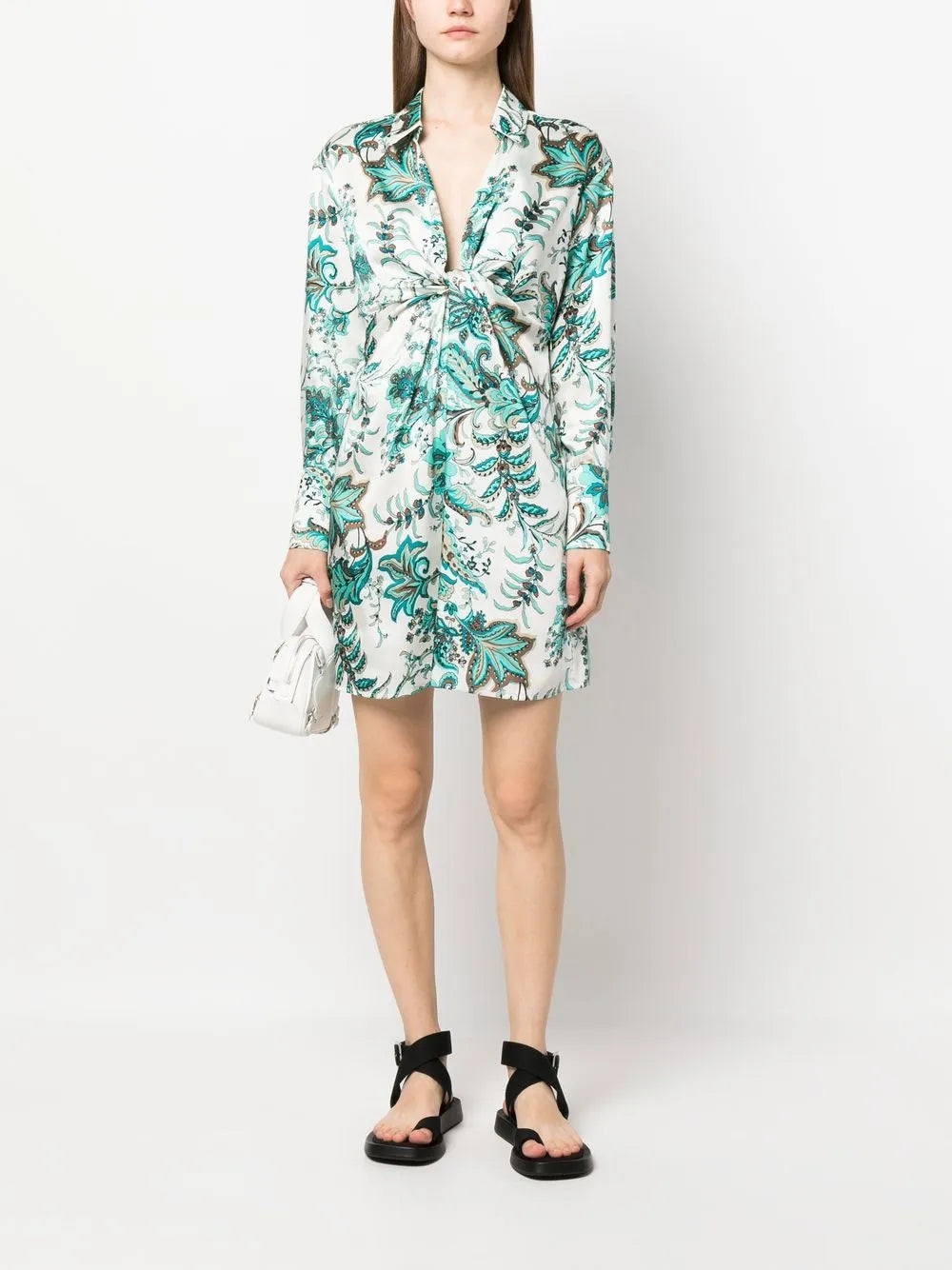 Paisley-Print Long-Sleeve Shirtdress