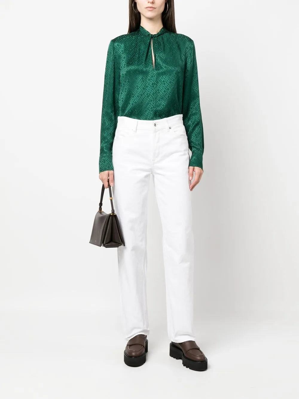 Monogram Long-Sleeve Blouse